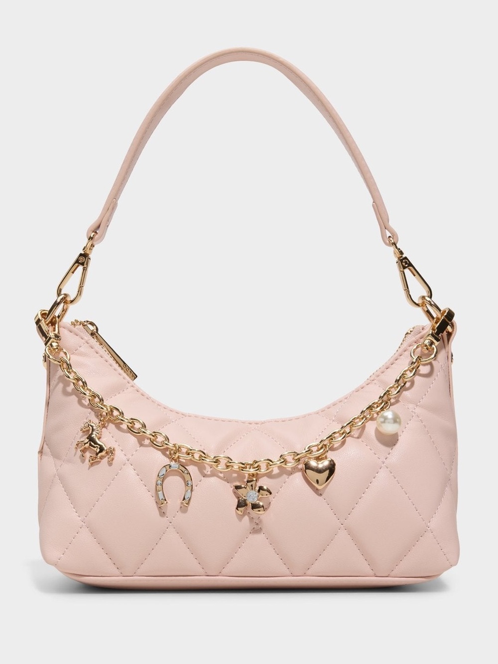 Aldo Alayacharmm Quilted Pink Charm Chain Shoulder/Crossbody Bag